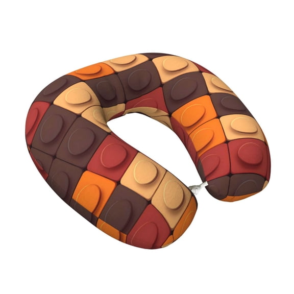 Memory Foam Travel Neck Pillow For Airplane Car Home Portable Soft Plush Removable Washable Cover Neck Support Pillows Multicolored Building Block-1