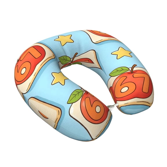 Memory Foam Travel Neck Pillow For Airplane Car Home Portable Soft Plush Removable Washable Cover Neck Support Pillows Number 67 Apple Star