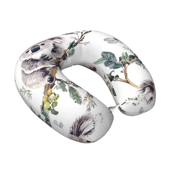 Memory Foam Travel Neck Pillow For Airplane Car Home Portable Soft Plush Removable Washable Cover Neck Support Pillows The Koala Is Hugging A Branch