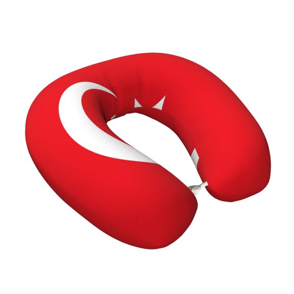 Memory Foam Travel Neck Pillow For Airplane Car Home Portable Soft Plush Removable Washable Cover Neck Support Pillows Turkey Flag Turkish Red