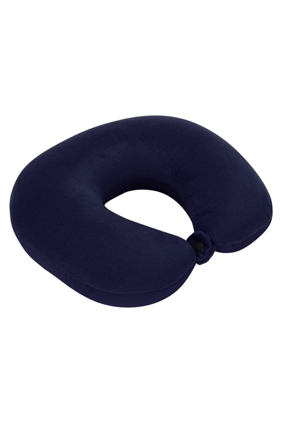 Memory Foam Travel Neck Pillow, Head and Neck Support Airplane Pillow for Traveling, Car & Train, Home, Office, Portable Flight Pillow with Snap Strap, Washable Cover Pillow for Sleeping Comfort