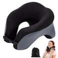 thumbnail image 1 of Memory Foam Travel Neck Pillow,U-Shaped for Airplane, Car,Office, Face Down & Upright Support, Includes Storage Bag,Grey, 1 of 6