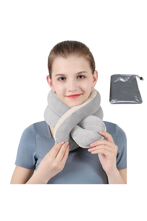 Memory Foam Travel Neck Pillow with Ergonomic Support, Portable & Compressible for Airplane Car Train Office Spring Travel Essential