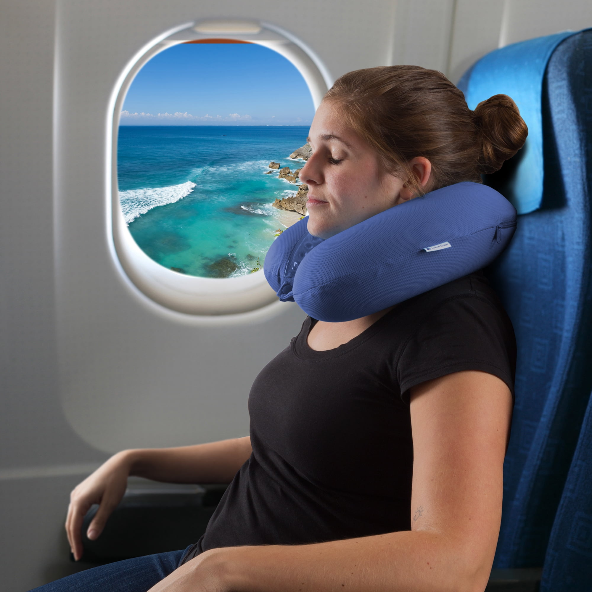 Memory Foam Travel Pillow With Gel That Cools for Head/Neck Support