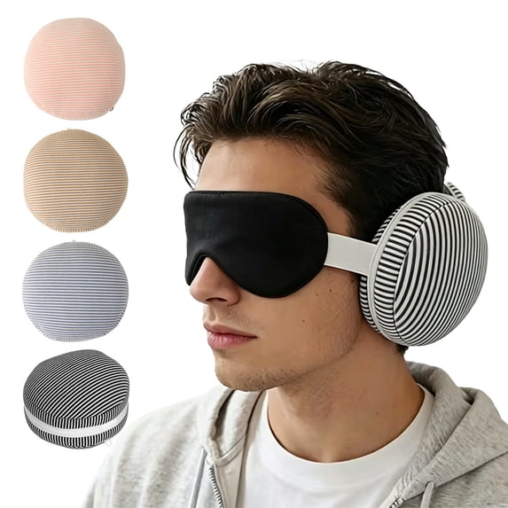 Memory Foam U Shaped Neck Pillow with Eye Mask, 2 In 1 Portable Ergonomic Travel Pillow Light Blocking Sleep Mask for Airplane Car Office Home Nap