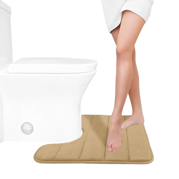 Memory Foam U-Shaped Toilet Bath Mat Commode Contour Rug Soft and Comfortable Super Water Absorption Non-Slip Thick Machine Wash and Easier to Dry for Bathroom