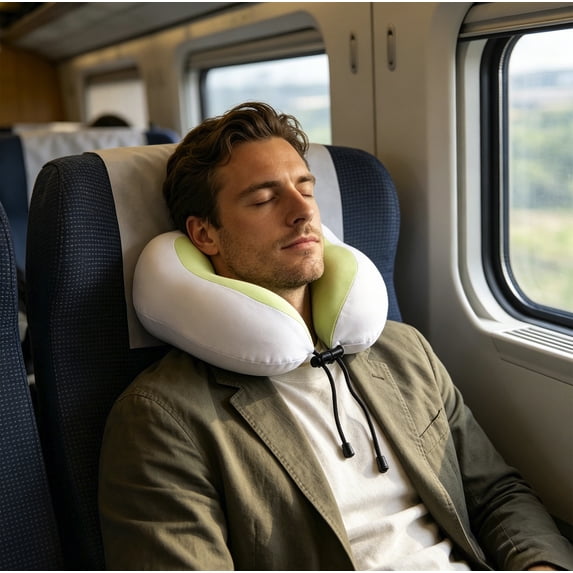 Memory Foam U Shaped Travel Pillow Ice Silk Cooling Fabric Slow Rebound Neck Support for Airplane Home Office Nap Ergonomic Design