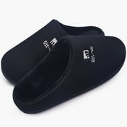 GIT-UP Memory Foam Waffle Slippers for Women and Men Soft Warm House Shoes Indoor/Outdoor Anti-skid Sole, Black 38/39