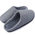 thumbnail image 1 of Memory Foam Waffle Slippers for Women and Men Soft Warm House Shoes Indoor/Outdoor Anti-skid Sole, Gray 36/37, 1 of 7