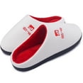 thumbnail image 1 of Memory Foam Waffle Slippers for Women and Men Soft Warm House Shoes Indoor/Outdoor Anti-skid Sole, WhiteRed 38/39, 1 of 7