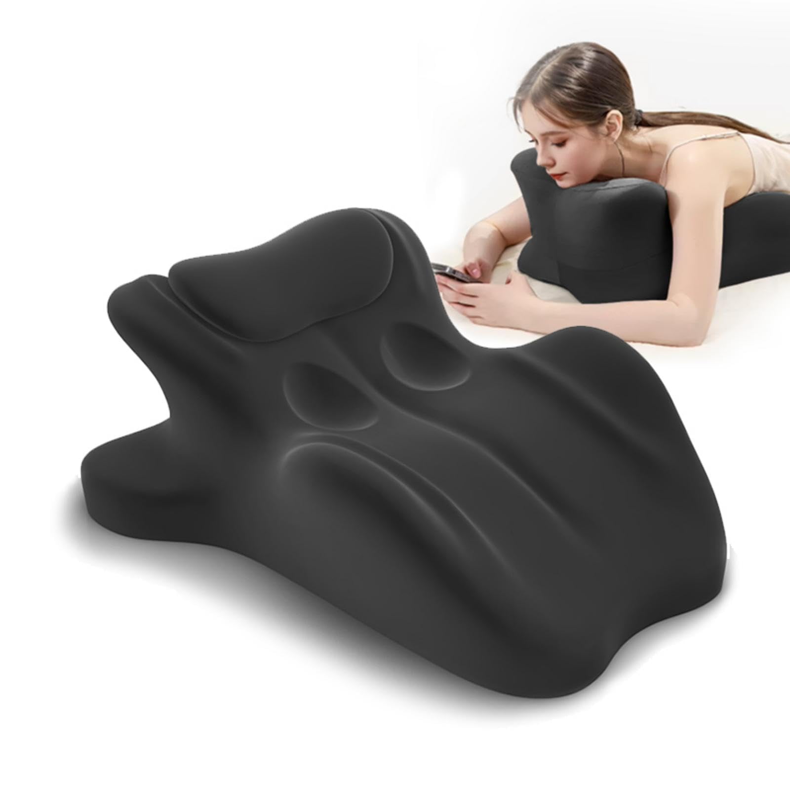 Memory Foam Wedge Pillow  27° Angled Support For Neck And Waist Multi-position (black)
