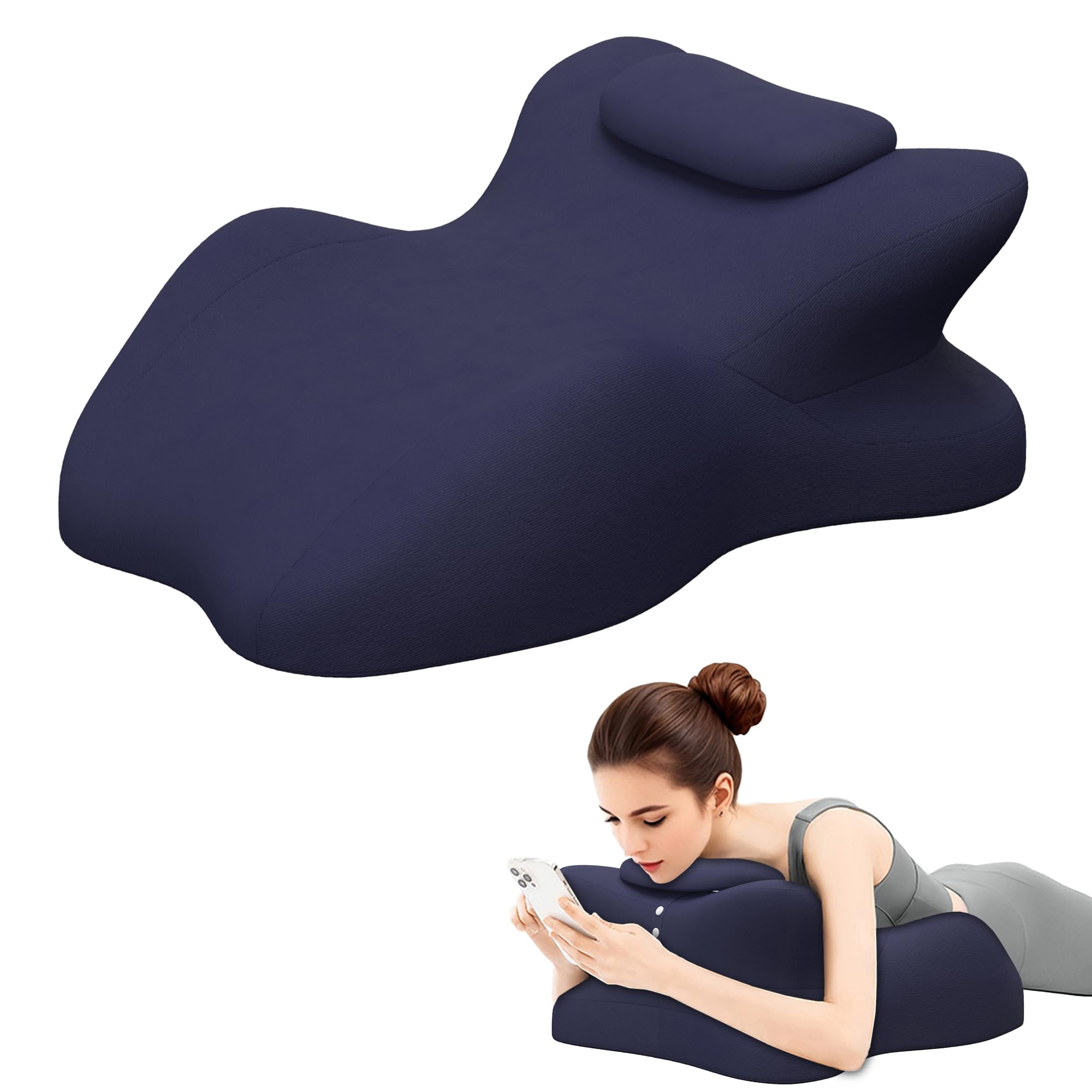 Memory Foam Wedge Pillow  Prone For Sleeping Reading Bed Support & Sitting Up Ideal Massage With Removable Cover