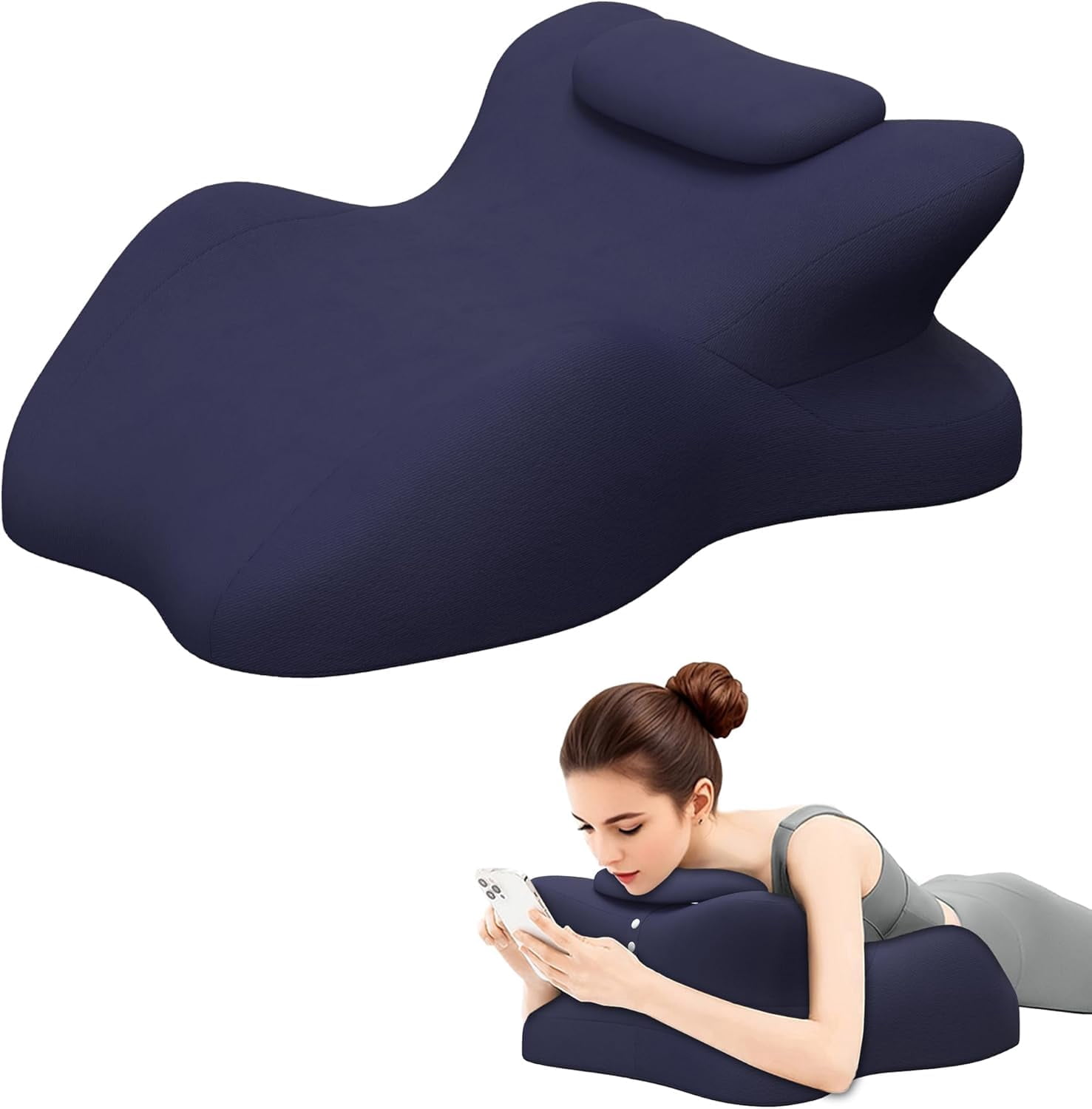 Memory Foam Wedge Pillow  Prone For Sleeping Reading Bed Support & Sitting Up Ideal Massage With Removable Cover