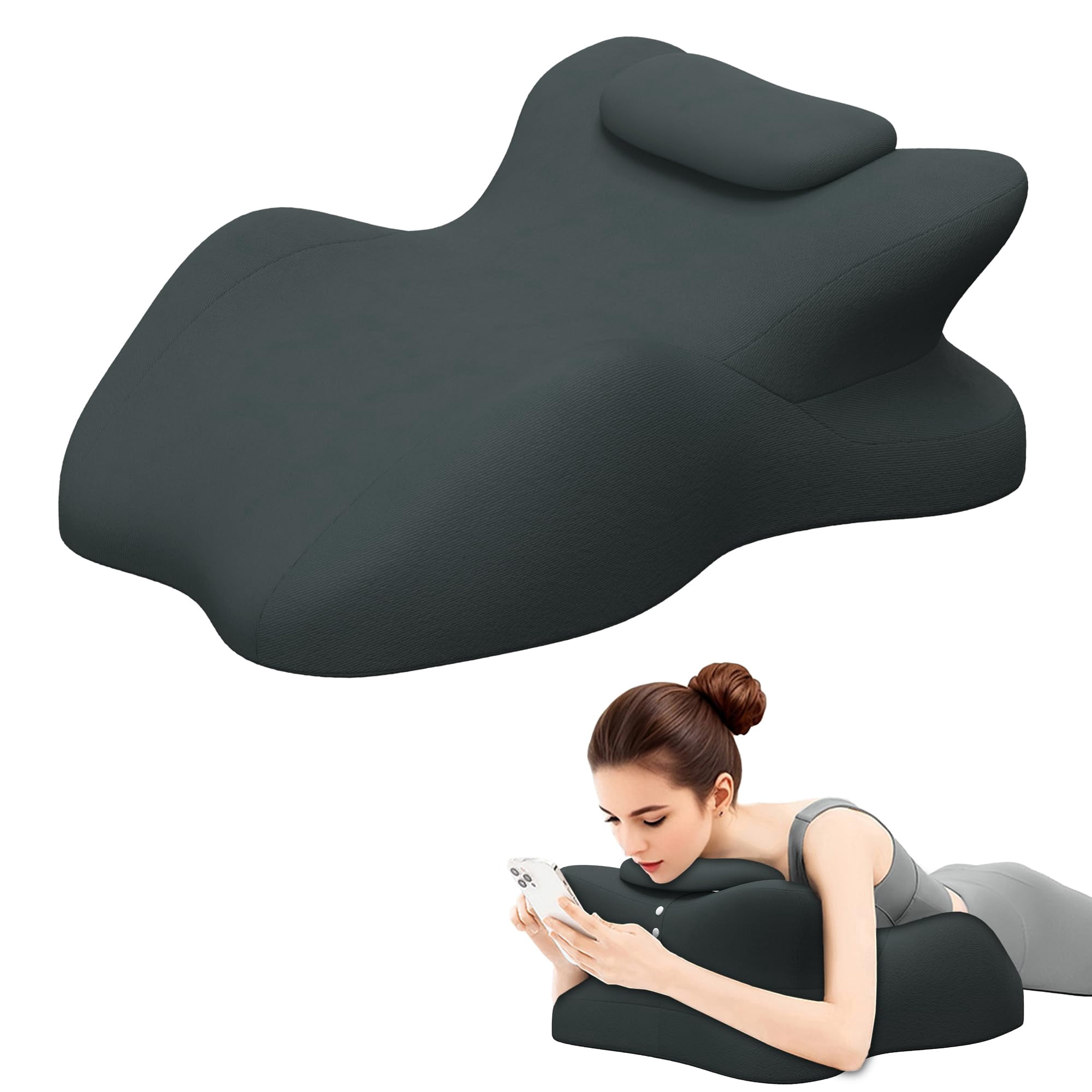 Memory Foam Wedge Pillow  Prone For Sleeping Reading Bed Support & Sitting Up Ideal Massage With Removable Cover