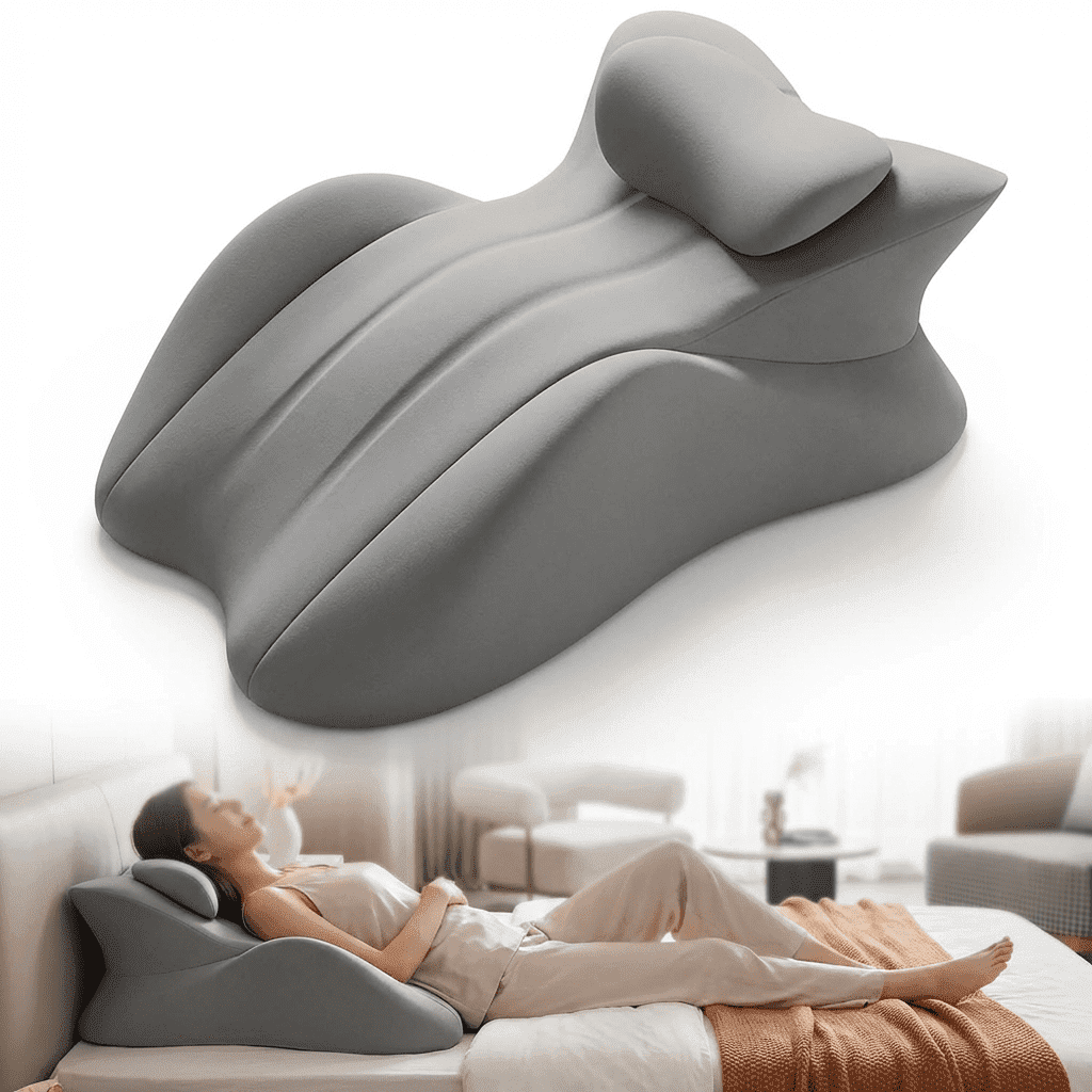 Memory Foam Wedge Pillow for Prone Reading & Bed Sitting – Ergonomic Multi-Position Support Cushion for Back Pain Relief, Leg Elevation, and Acid Reflux – Removable Cover, Gray