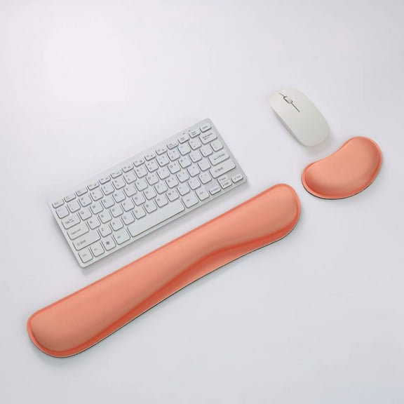Memory Foam Wrist Rest for Computer Keyboard, Mouse, Ergonomic Design for Typing Pain Relief, Desk Pads Support Hand and Arm, Mousepad Rests, Stain Resistant, 2 Piece Pad