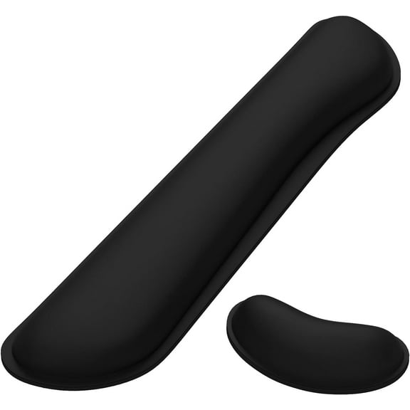 Memory Foam Wrist Rest for Computer Keyboard, Mouse, Ergonomic Design for Typing Pain Relief, Desk Pads Support Hand and Arm, Mousepad Rests, Stain Resistant, 2 Piece Pad