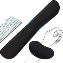 Memory Foam Wrist Rest for Computer Keyboard, Mouse, Ergonomic Design for Typing Pain Relief, Desk Pads Support Hand and Arm, Mousepad Rests, Stain Resistant, 2 Piece Pad
