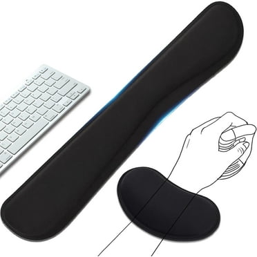 Memory Foam Wrist Rest for Computer Keyboard, Mouse, Ergonomic Design for Typing Pain Relief, Desk Pads Support Hand and Arm, Mousepad Rests, Stain Resistant, 2 Piece Pad
