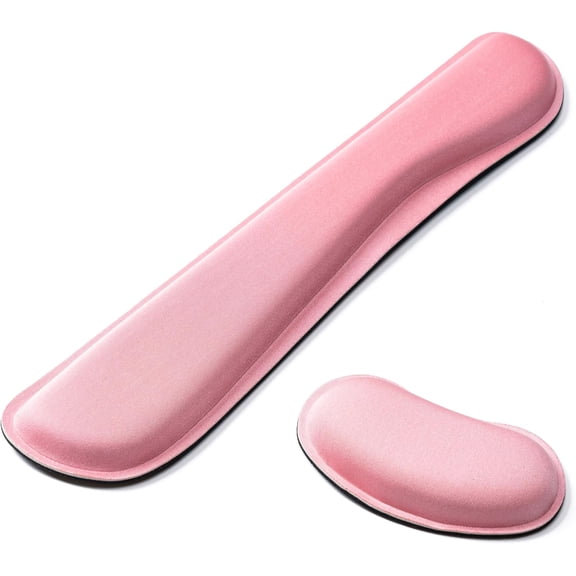 Memory Foam Wrist Rest for Computer Keyboard, Mouse, Ergonomic Design for Typing Pain Relief, Desk Pads Support Hand and Arm, Mousepad Rests, Stain Resistant, 2 Piece Pad