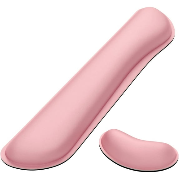 Memory Foam Wrist Rest for Computer Keyboard, Mouse, Ergonomic Design for Typing Pain Relief, Desk Pads Support Hand and Arm, Mousepad Rests, Stain Resistant, 2 Piece Pad