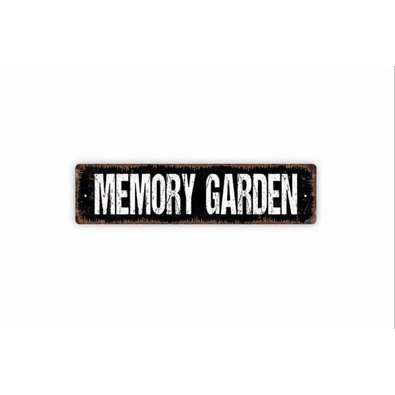 Memory Garden Sign - Remembrance Memorial Gardener Flowers Butterfly Rustic Street Metal Aluminum Sign or Door Name Plate Plaque - Size: 16 x 4 Inches