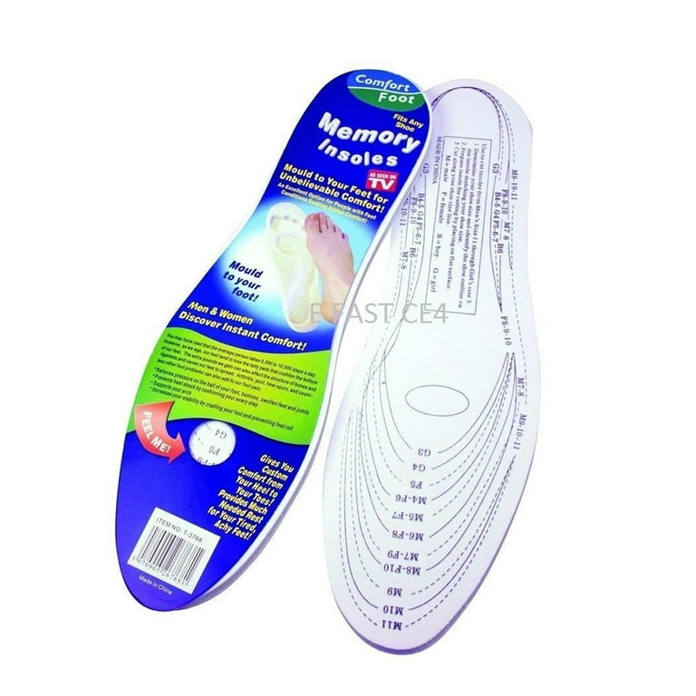 Memory Insoles as Seen on TV Relieves Pressure for Tired Achy feet Fits Any Shoe 0.9in