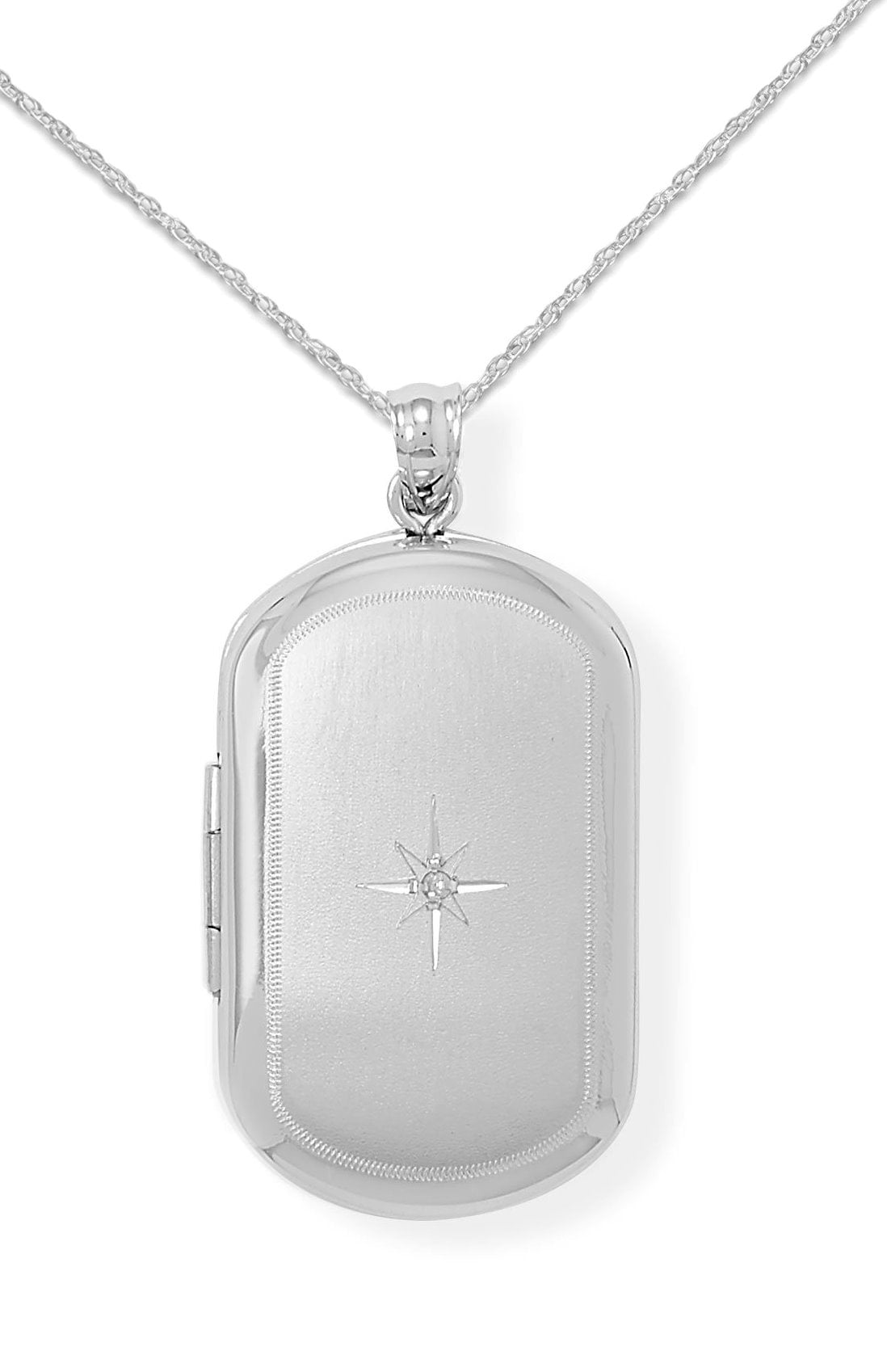 Oval Keepsake Locket Photo and Memory Keeper Sterling Silver and Diamond Accent Oval Keepsake Locket Photo and Memory Keeper Sterling Silver and Diamond Accent