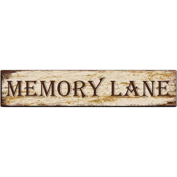 Memory Lane Metal Plaque Rustic Tin Sign Retro Wall Decor 4x16 in