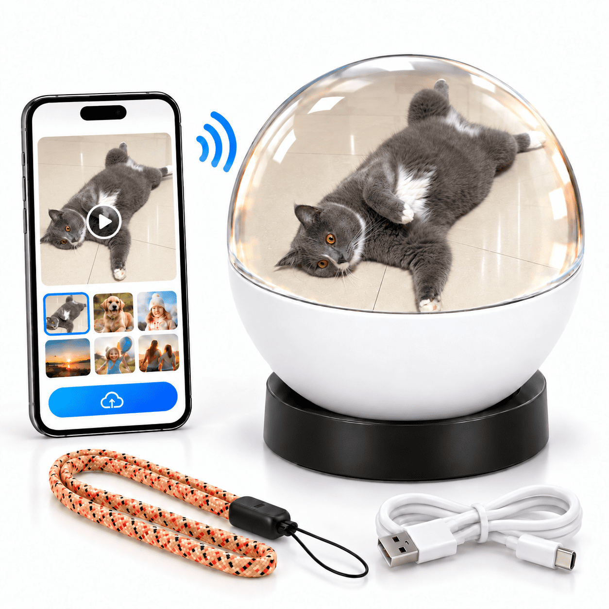 Memory Orb 2.7 Inch Crystal Ball Video Player Lamp with Uploadable ...