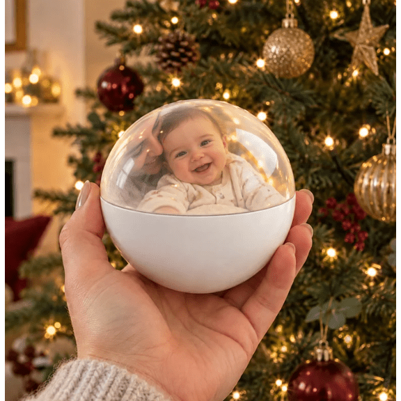Memory Orb Christmas Ornament Crystal Ball Video Player, Upload Your Own Photos and Videos Keepsake Ornament, Family Gift Home Decor