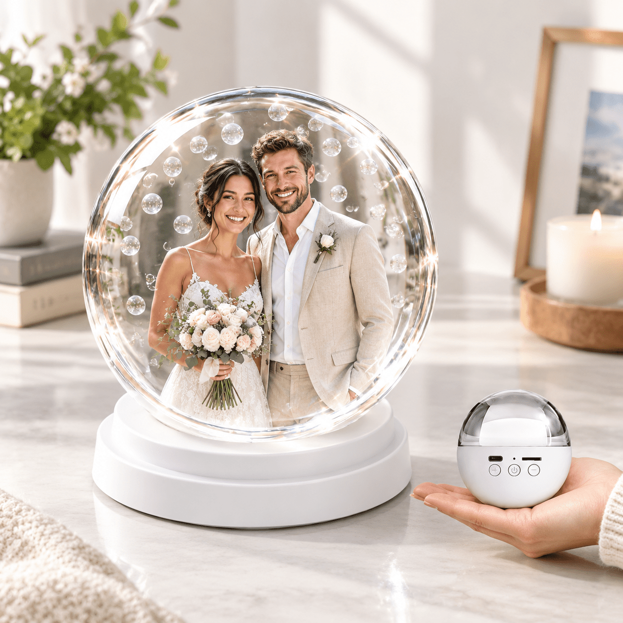 Memory Orb Crystal Ball Digital Photo Frame with Screen Casting, 4.02x4 ...