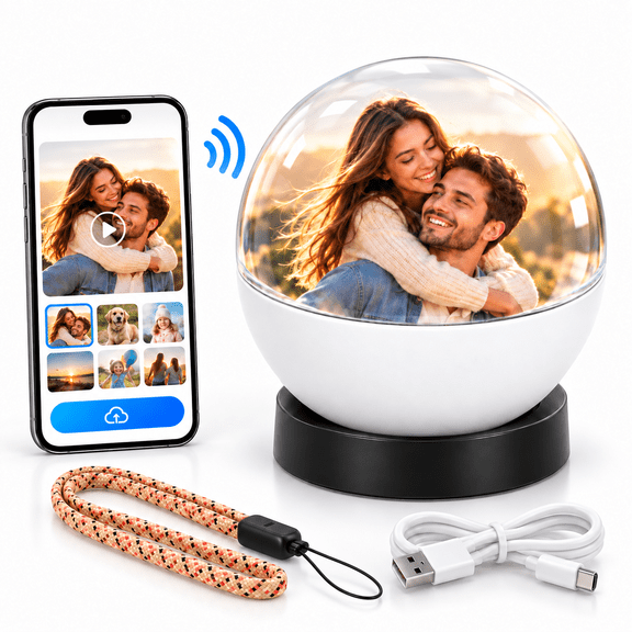 Memory Orb, WiFi Crystal Photo and Video Display Sphere with App Control