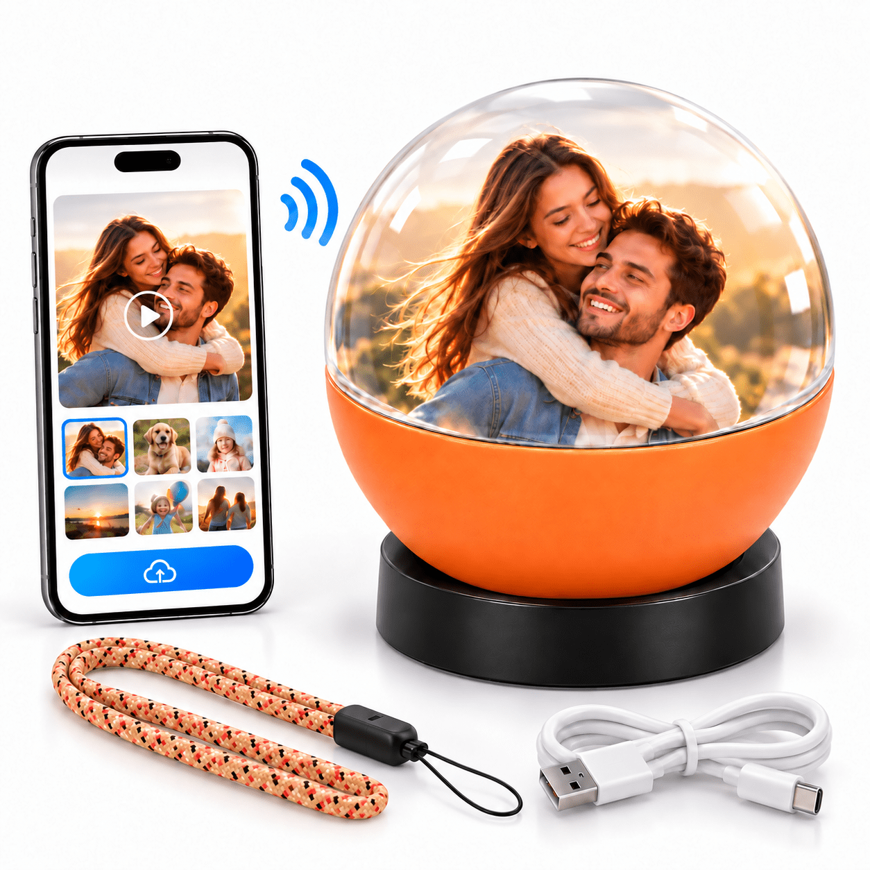 Memory Orb, WiFi Crystal Photo and Video Display Sphere with App ...