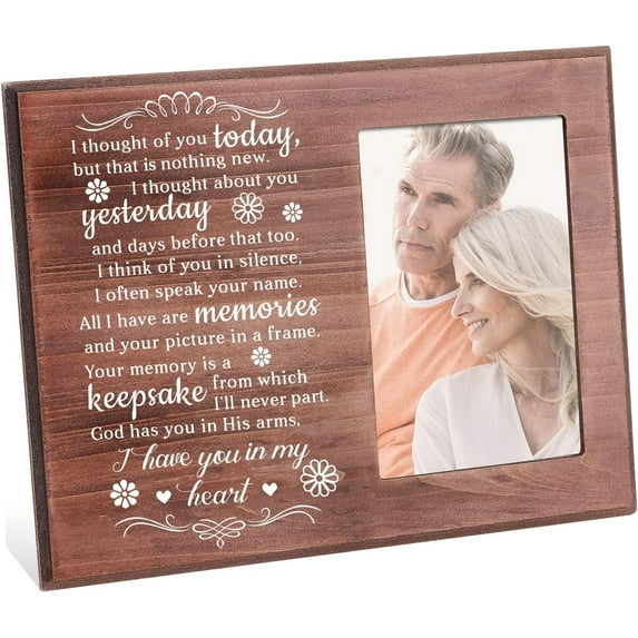 Memory Picture Frame 4x6 inch I Have You In My Heart Sympathy Gifts Frames Memorial Photo Frame Bereavement Gifts Frame Wood Photo Frame for Loss of Loved One