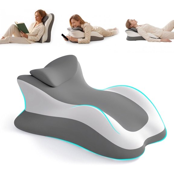 Memory Reading Pillow for Bed, Multi-Position Support Pillow for Reading in Bed, Prone Sleeping, & Support, Helps , , with Removable Cover