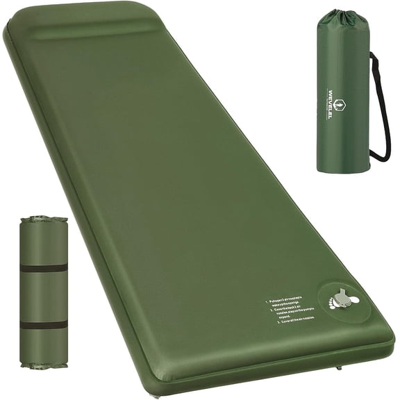 Memory Sleeping Pad, 3.1" Ultra-Thick Foam Sleeping Mats for Camping, Easy Inflate&Deflate,9.5 R-Value Insulated Camping Mattress Pad with Pillow, for Car Travel Tent