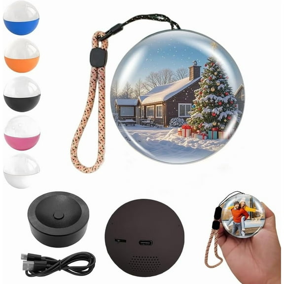 Memory Sphere Lamp, 2026 Upgraded Christmas Crystal Ball Video Player Memory Orb Lamp, 3D Personalized Uploadable Videos & Photos Gift for Christmas Couples Friends Anniversary Birthday (White)