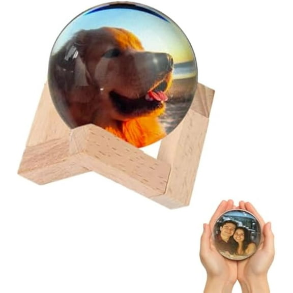 Memory Sphere Lamp - Memory Orb Video Crystal Ball,Ultrasound Baby Heartbeat, Or Family Moments Keepsake USB Rechargeable Led Glass Memory Sphere Gift (White)