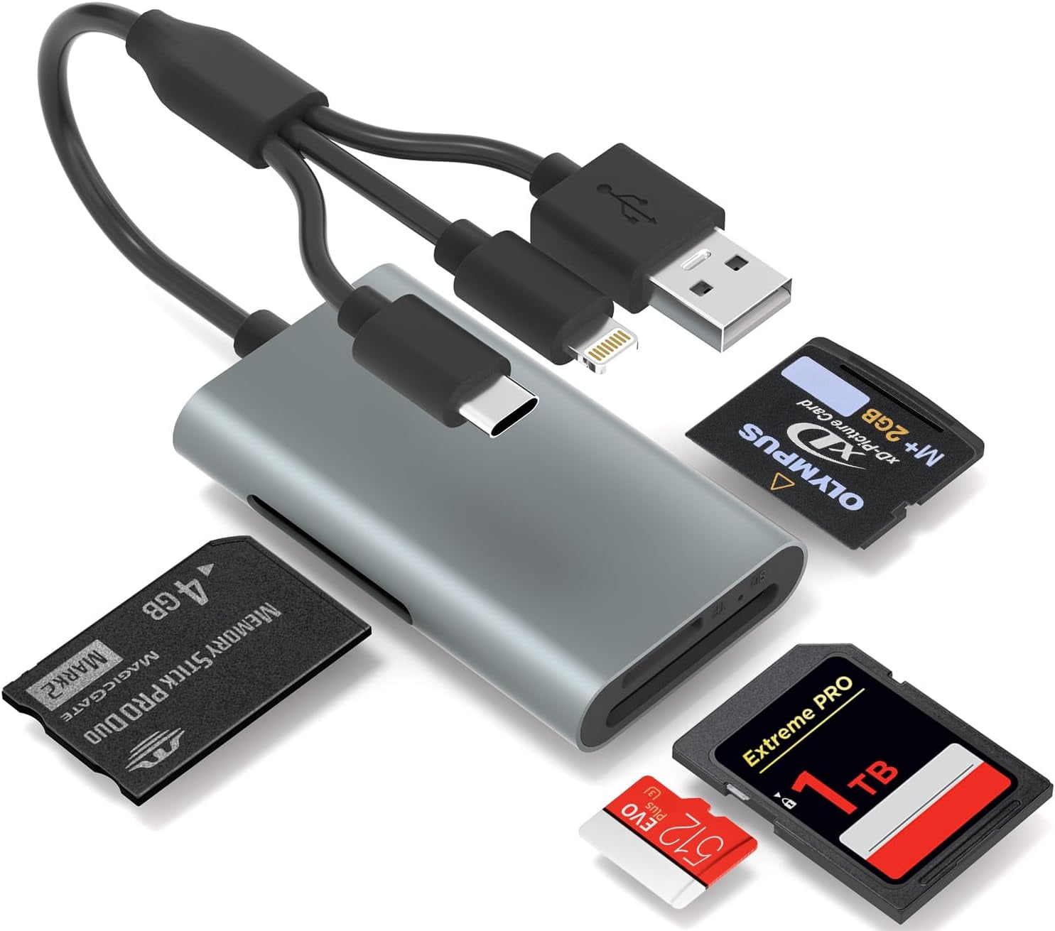 Lot Adaptateur + 2 Memory Stick PRO Duo Sony/Sandisk - 128 Mo, 512 Mo, 2 Go, Occasion