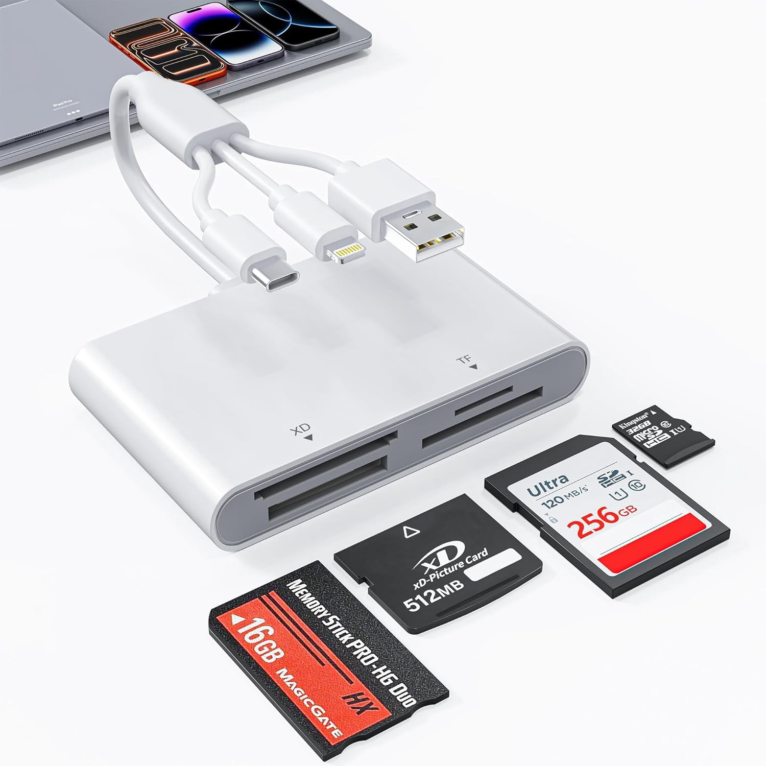 Memory Stick Duo Adapter 4 in 1 Memory Card Reader SD/XD/MS/TF Multi ...