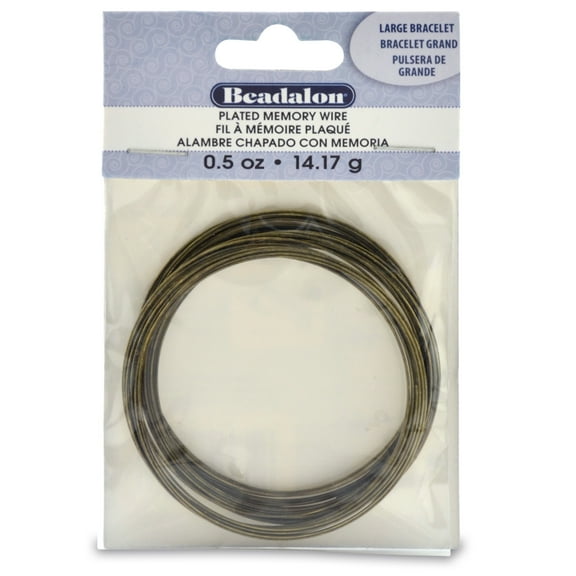 Memory Wire Bracelet, Large, .5 oz, Antique Brass