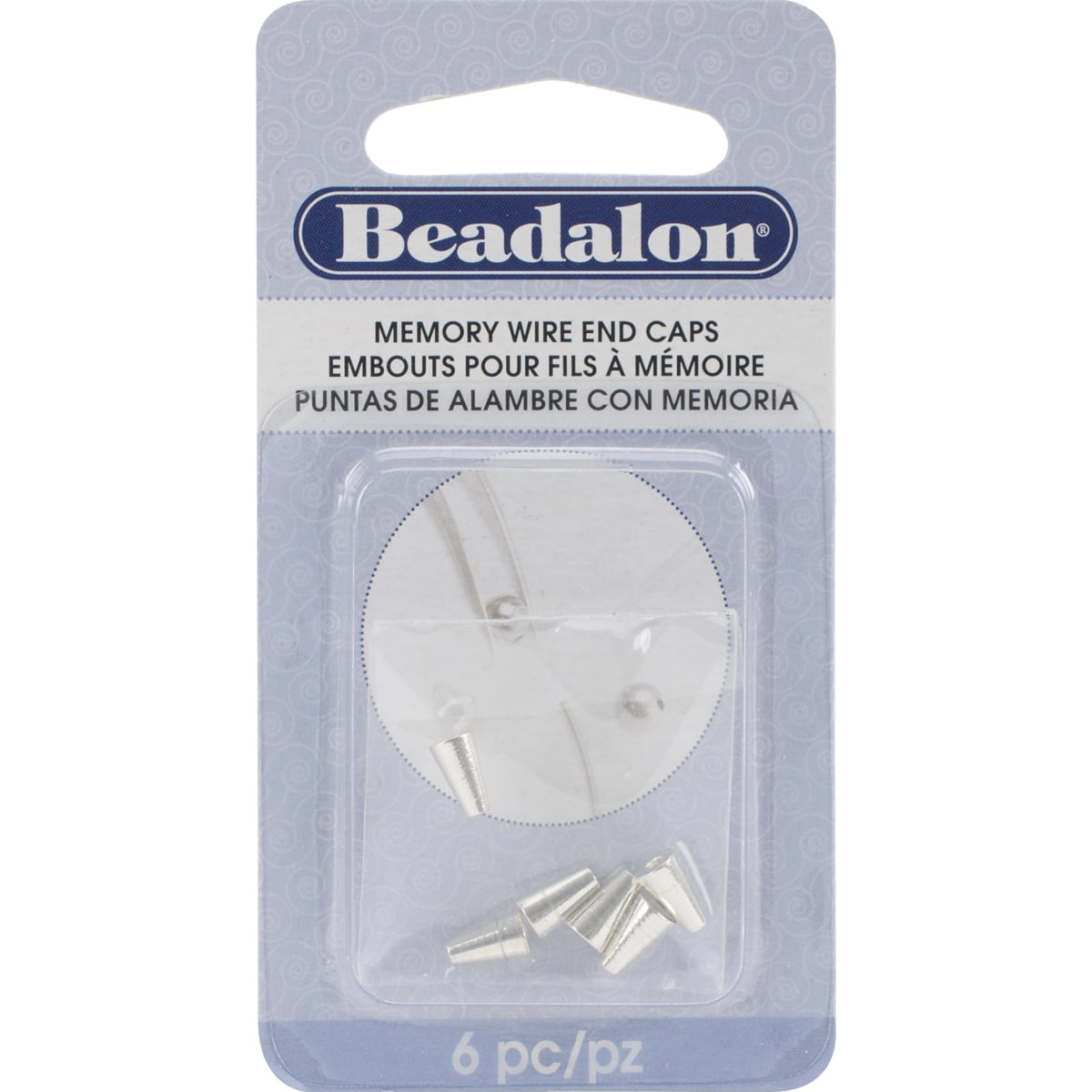 Beadalon 277137 Memory Wire End Caps Cone 6.5mm 6-Pkg-Silver Plated 