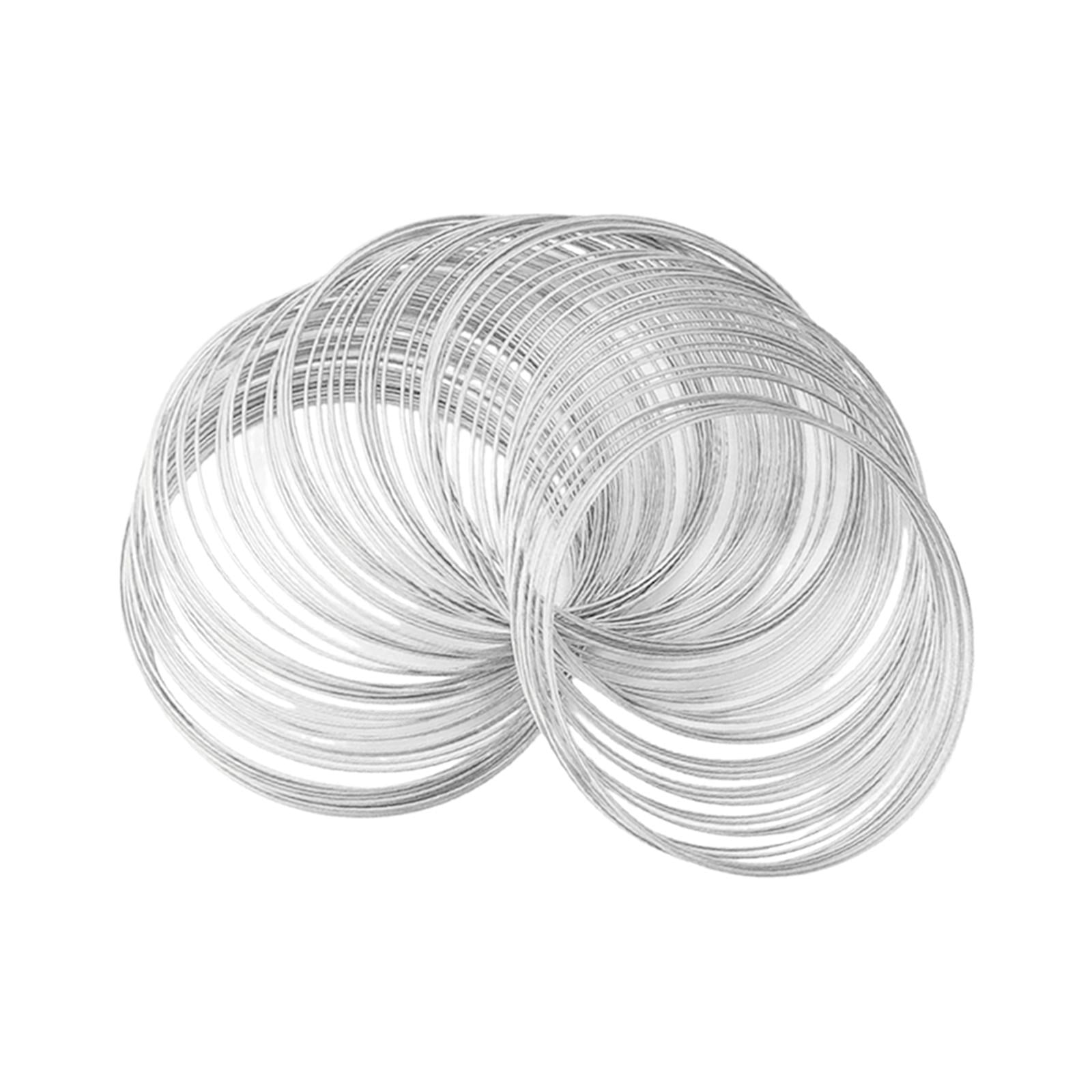 Memory Wire Metal Wire 0.6mm Strong 100 Loops Stainless Steel Thin Jewellery Wire Beading Wire for Cuff Bangle Earring DIY Crafts Handmade White K