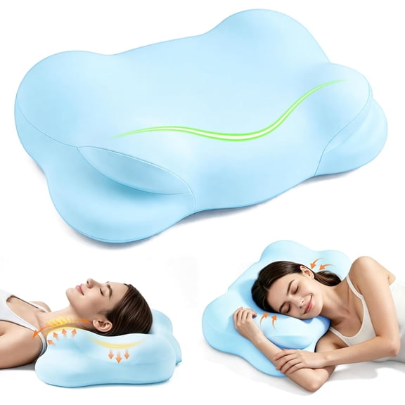 Memory cloud pillow, ergonomic pillow with breathable pillowcase