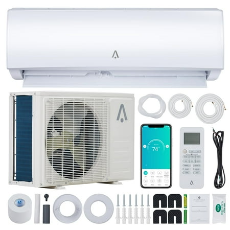 MemoryField 24000 BTU Wifi Enabled Split-System Air Conditioners with Pre-Charged Condenser, Heat Pump & Installation Kit, Covers Up to 1500Sq. Ft