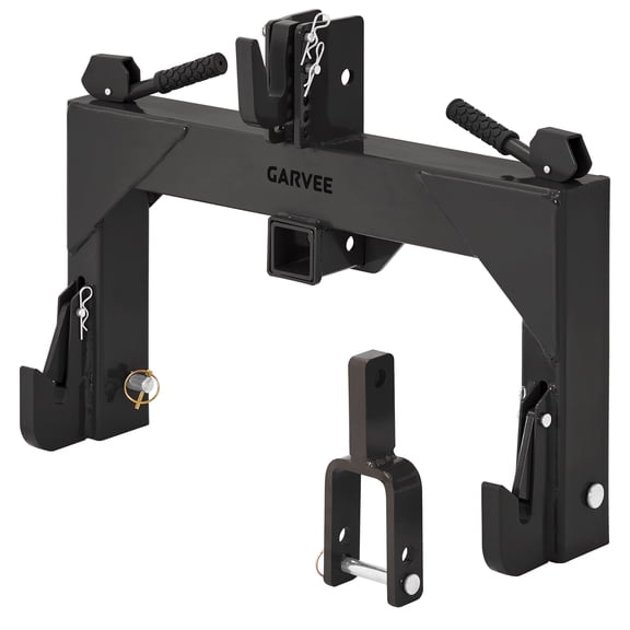 MemoryField Heavy-Duty 3-Point Quick Hitch Adapter with 2" Receiver – Reinforced Rib – 3000 lbs Lift – No Bushing Needed – 5-Level Adjustable Bolt,Category 1 Tractor Attachment, Durable Metal, Black