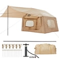 thumbnail image 1 of Memoryfield 10'x8' Inflatable Camping Tent with Stove Jack, Waterproof Quick Setup Outdoor Family Shelter with Canopy, for 4-6 Person, 1 of 13