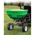 thumbnail image 1 of Memoryfield 125lb Tow Broadcast Spreader, Auto-Stop Dual Impeller, 30 Settings, for ATV/UTV Mower Fert/Seed, Green, 1 of 7
