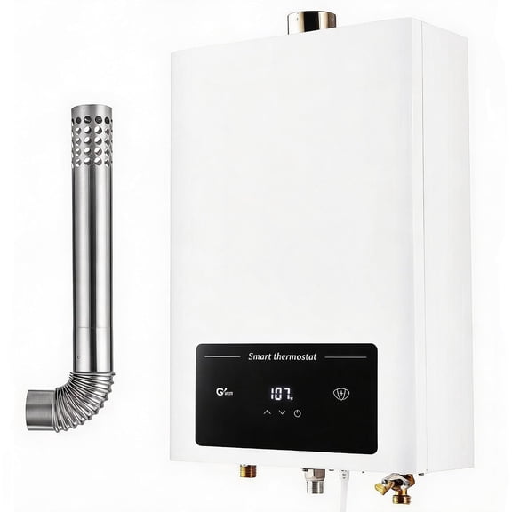 Memoryfield 12L Natural Gas Tankless Water Heater, Indoor On-Demand Water Heater with LED Digital Display, Constant Temperature Control, Whole House Supply